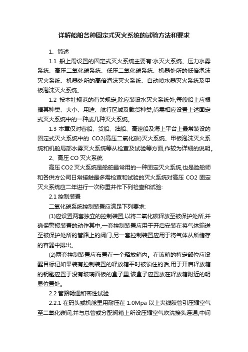 详解船舶各种固定式灭火系统的试验方法和要求