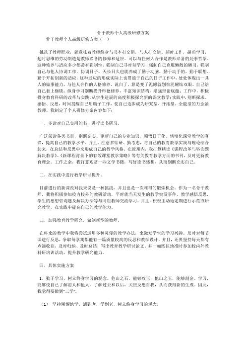 骨干教师个人高级研修方案