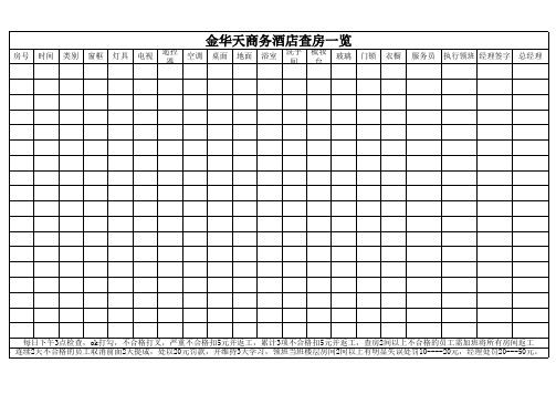 客房查房表格