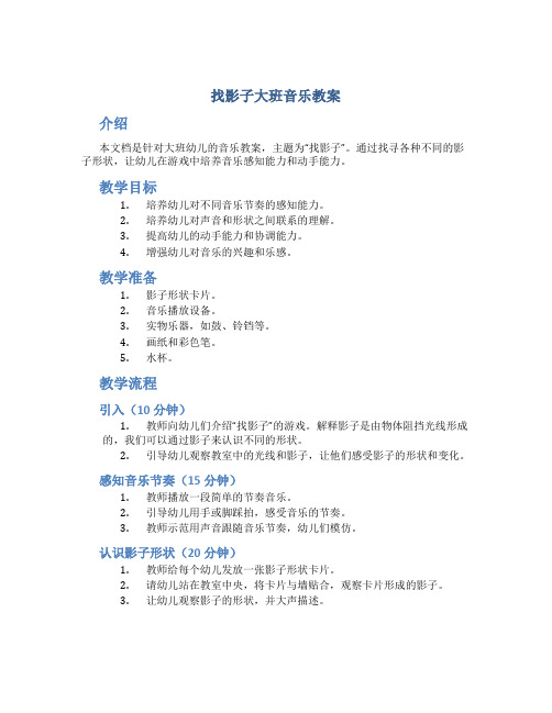 找影子大班音乐教案