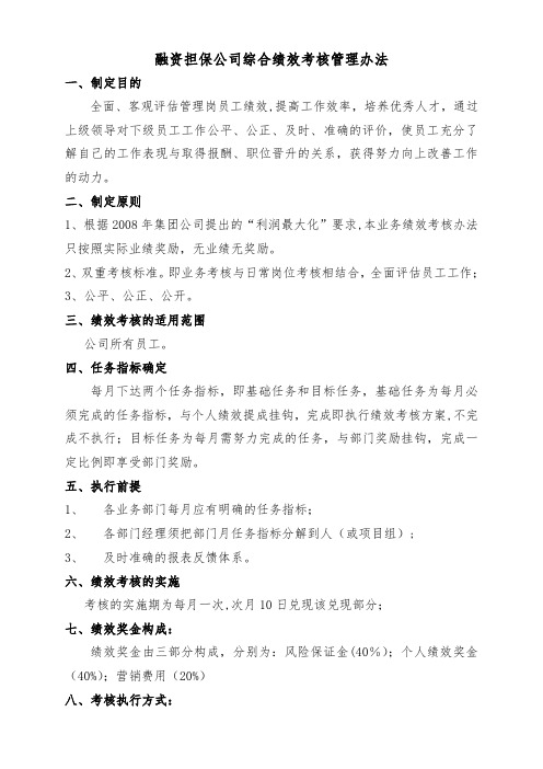 融资担保公司绩效考核办法