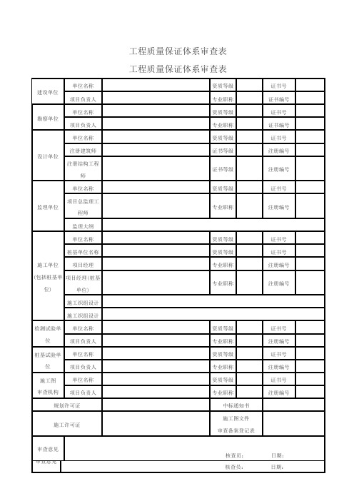 工程质量保证体系审查表