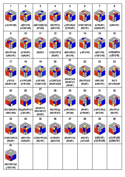 三阶魔方CFOP公式(省略C部分,可一张A4纸打印)