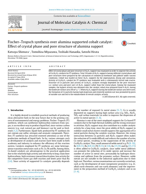 Fischer–Tropsch synthesis over alumina supported cobalt catalyst Effect of crystal phase and pore