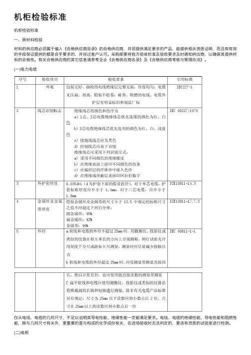 机柜检验标准