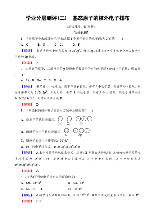 高中化学鲁教版高二选修3学业分层测评：第1章_原子结构2