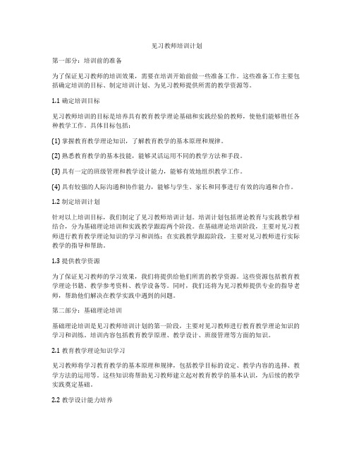 见习教师培训计划