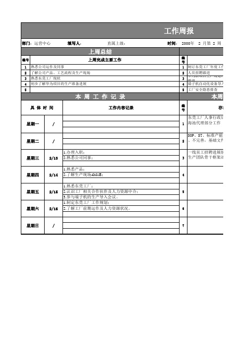 工作周报格式