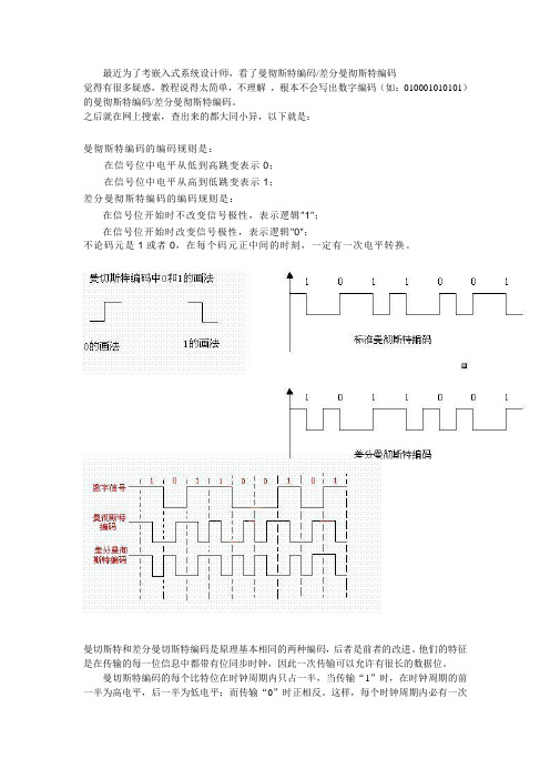 快速学会曼彻斯特编码以及差分曼彻斯特编码