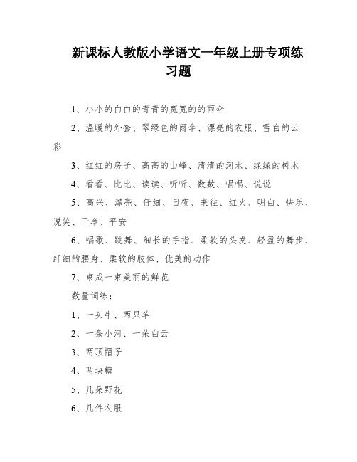 新课标人教版小学语文一年级上册专项练习题