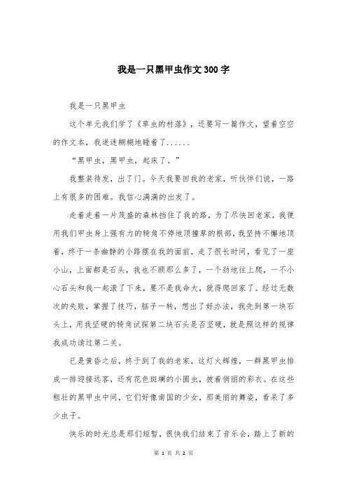 我是一只黑甲虫作文300字