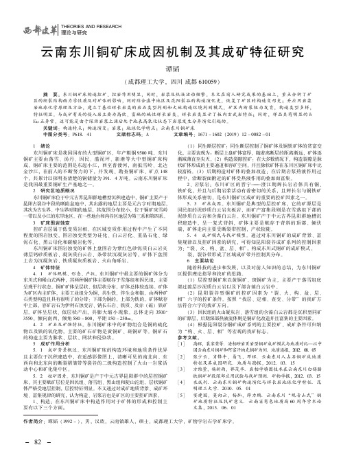 云南东川铜矿床成因机制及其成矿特征研究