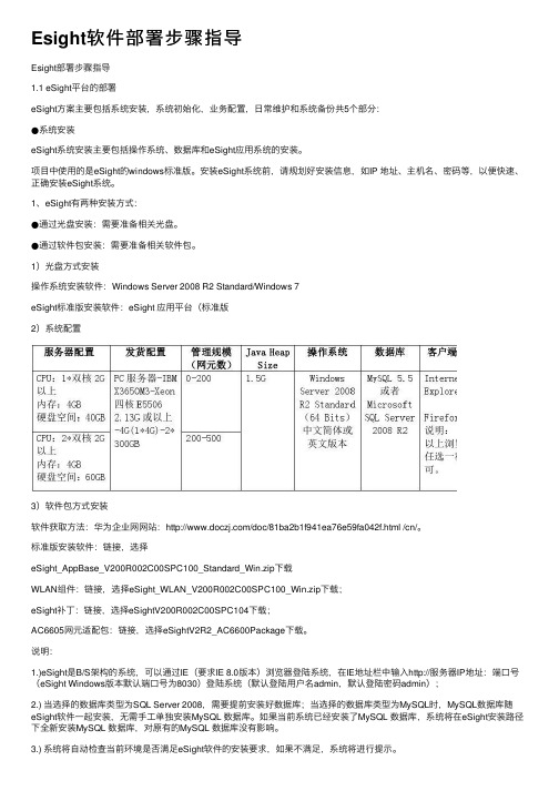 Esight软件部署步骤指导