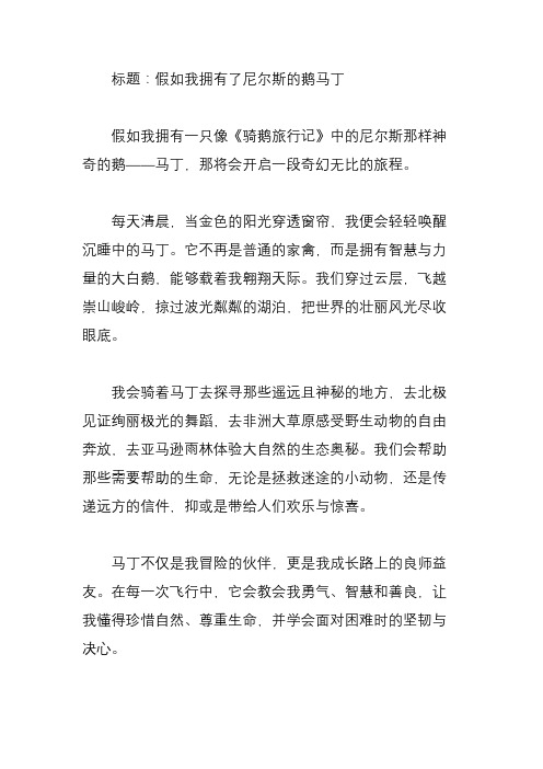 假如我有一只尼尔斯的鹅作文400字