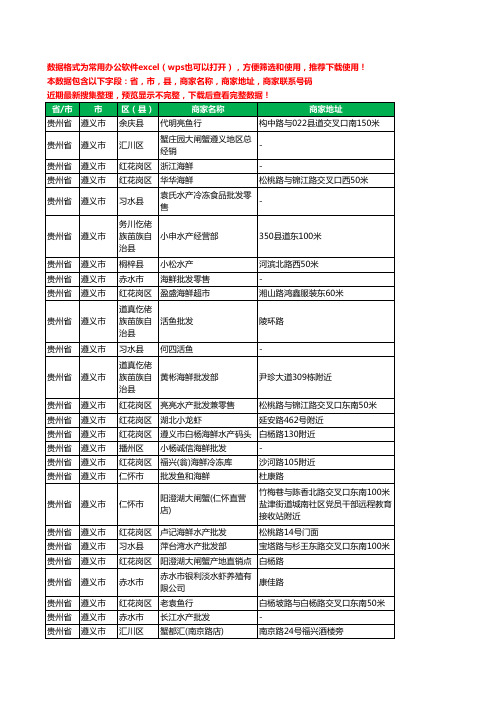 2020新版贵州省遵义市水产工商企业公司商家名录名单联系电话号码地址大全66家