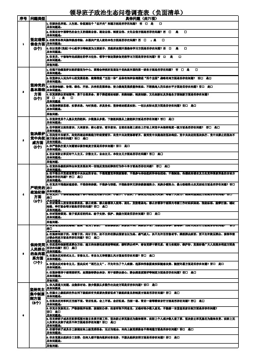 政治生态问卷调查表