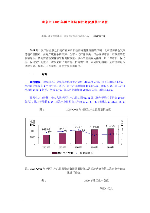 北京2009统计公报