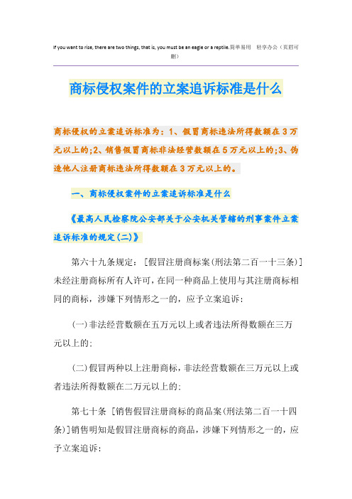 商标侵权案件的立案追诉标准是什么