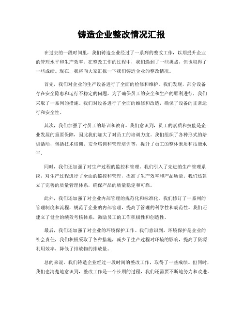 铸造企业整改情况汇报