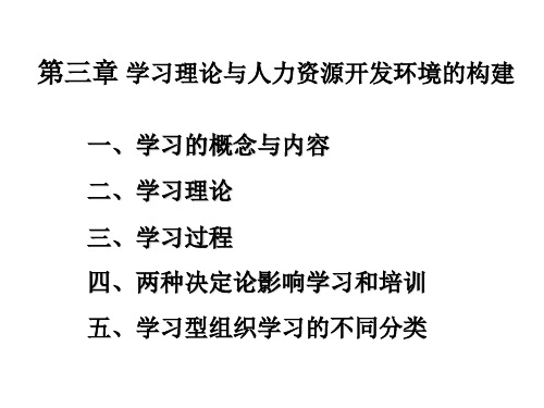 第三章学习理论与人力资源开发环境的ppt课件