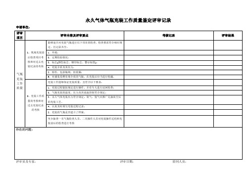 永久气体气瓶充装(工作质量)鉴定评审记录表