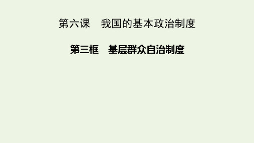 高中政治统编版必修三政治与法治6.3基层群众自治制度课件 