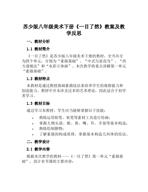 苏少版八年级美术下册《一目了然》教案及教学反思