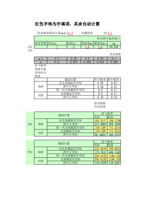 推荐-独基 防水板计算表格 精品