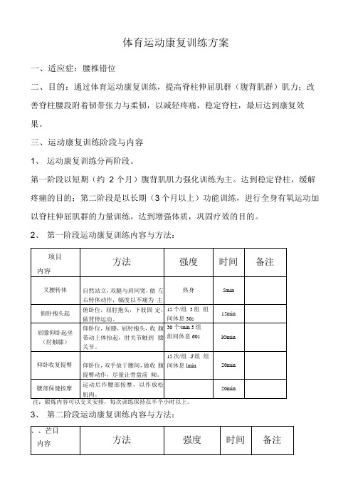 运动康复训练方案