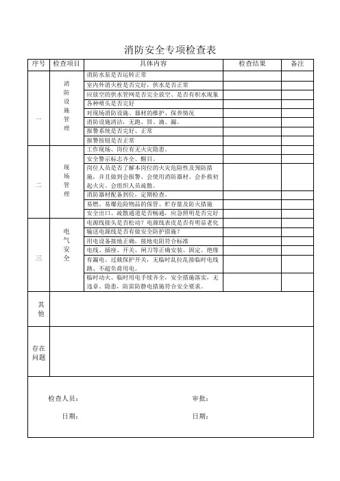 消防安全专项检查表