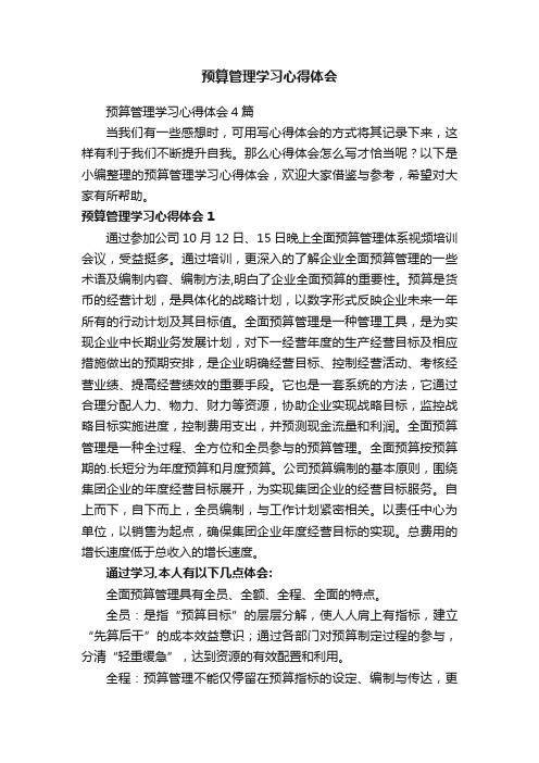 预算管理学习心得体会