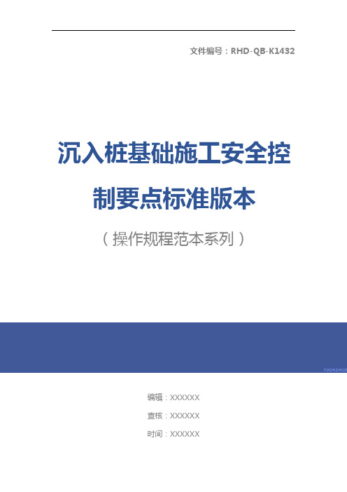 沉入桩基础施工安全控制要点标准版本