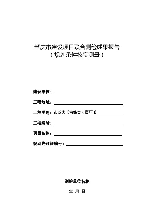 肇庆市建设项目联合测绘成果报告(规划条件核实测量)模板(市政类)