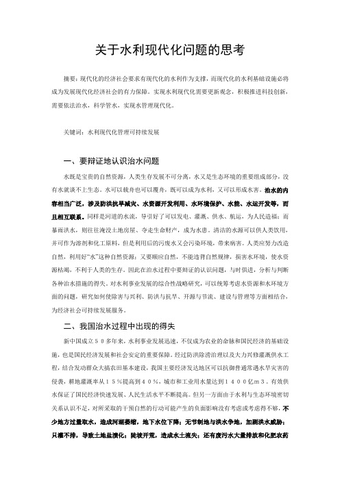 关于水利现代化问题的思考