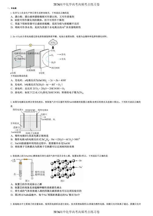 2024高中化学高考高频考点练习卷(押题版) (1255)