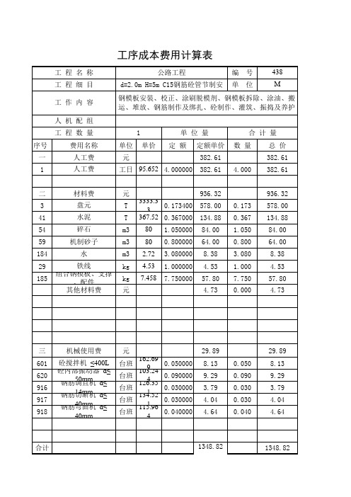 桥梁工序分包单价路面工序分包单价3090