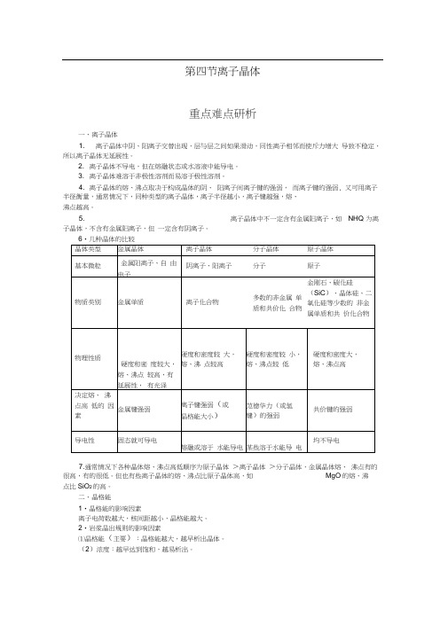 新人教化学选修3第3章第4节离子晶体