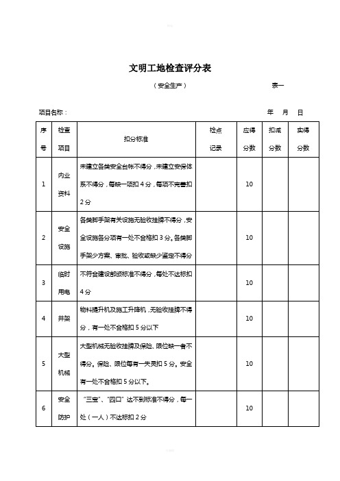 文明工地检查评分表