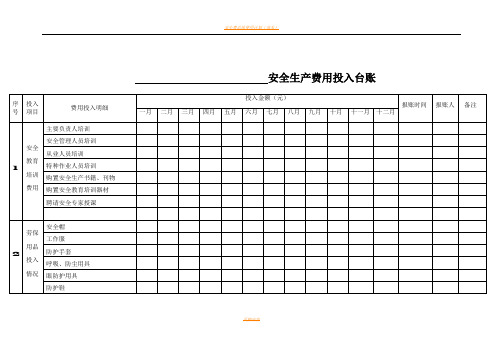 安全生产费用投入台账(模版)