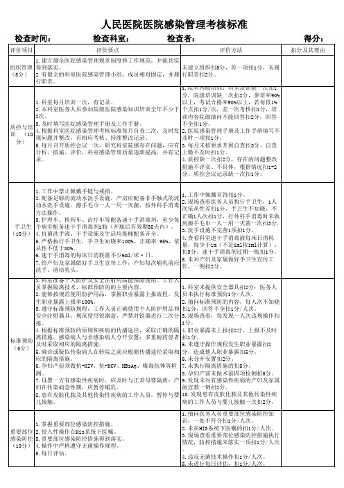 产科系统医院感染管理考核标准