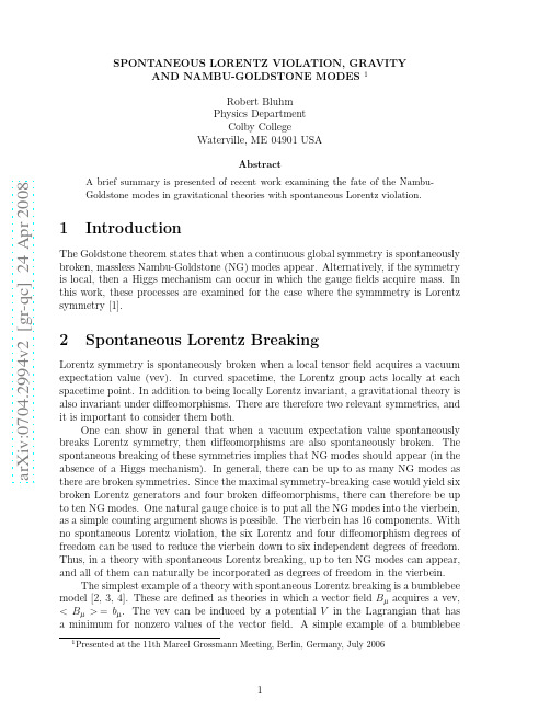 Spontaneous Lorentz Violation, Gravity, and Nambu-Goldstone Modes