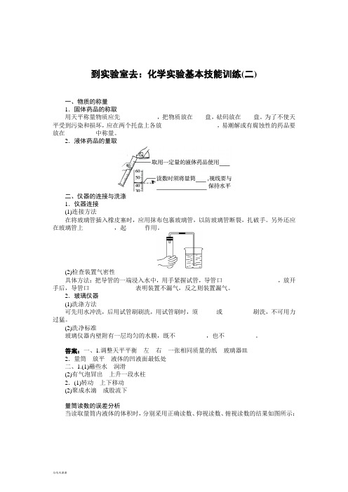 鲁教版化学九年级下册到实验室去:化学实验基本技能训练(二).docx