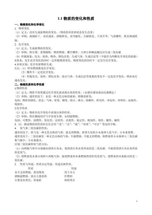 九年级化学上册知识点整理人教版课堂笔记详细(18页,编辑好,可直接打印)