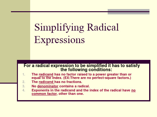 Simplifying Radical Expressions