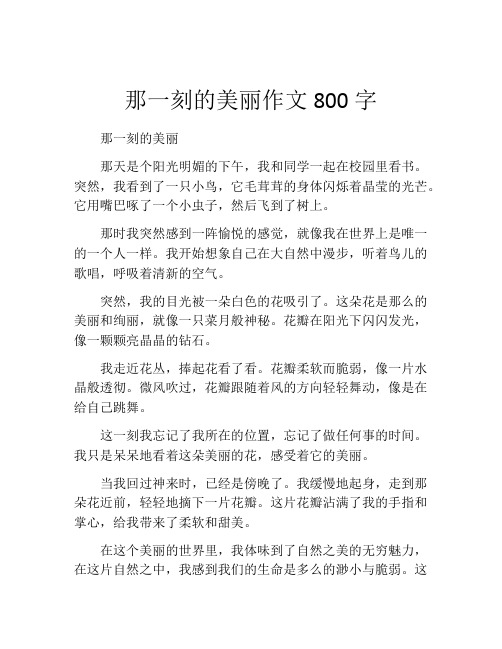 那一刻的美丽作文800字