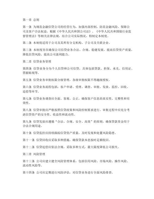 金融信贷公司管理制度