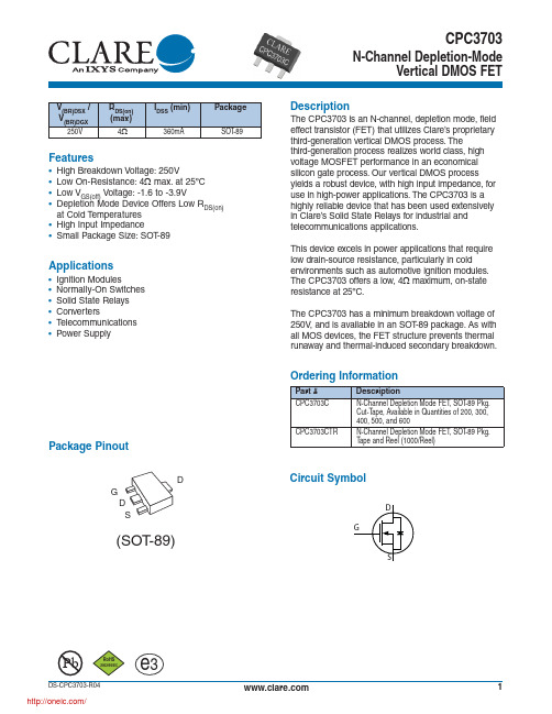 CPC3703CTR;中文规格书,Datasheet资料