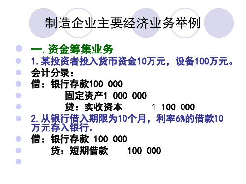 制造企业主要经济业务举例