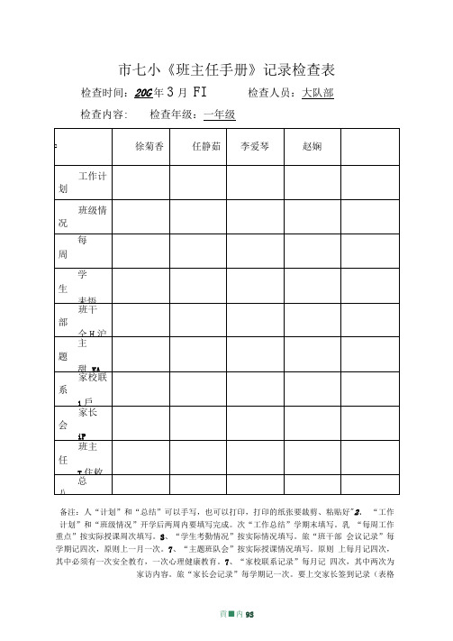 班主任手册检查表