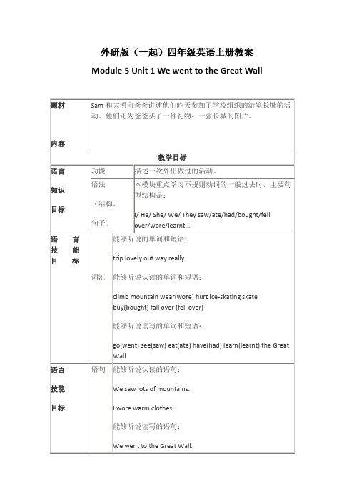 外研版(一起)四年级英语上册教案Module6Unit2(1)